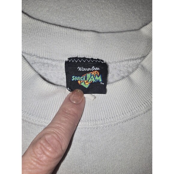 Vintage 90s Space Jam Looney Tunes Positively Looney Sweatshirt L 1996 Freeze - Picture 3 of 16
